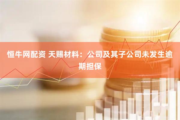 恒牛网配资 天赐材料：公司及其子公司未发生逾期担保