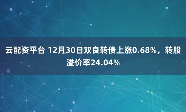 云配资平台 12月30日双良转债上涨0.68%,转股溢价率24.04%